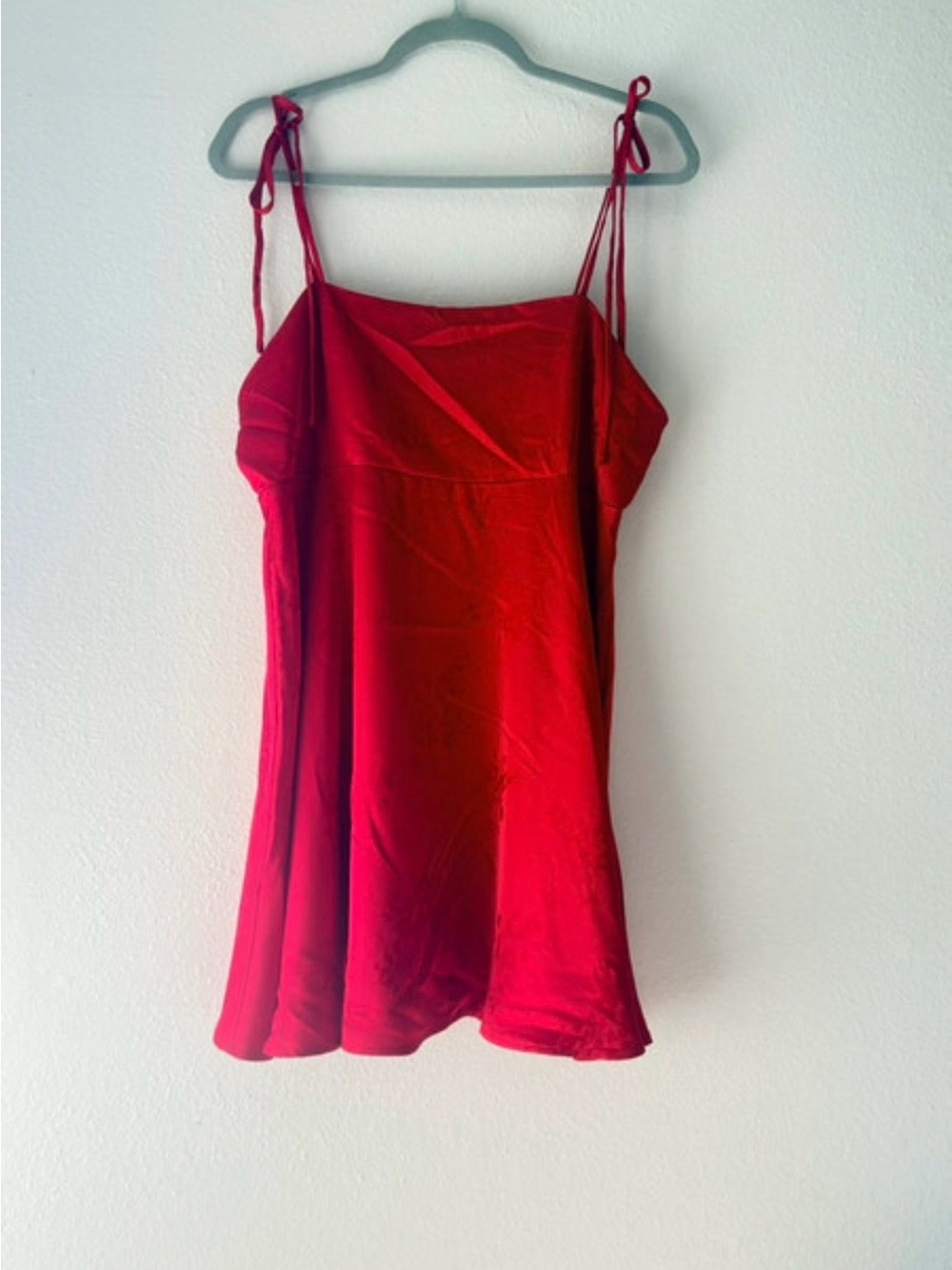 wild fable Red Tie-Strap Satin Camisole Dress